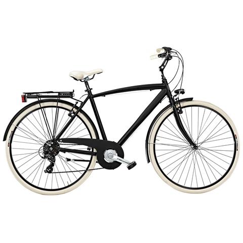 Bici Uomo Telaio Alluminio Linea Cottage Misura 28 Bicicletta Cambio 6v City Bike Vintage Completa Di Accessori Finiture Panna - 47 Nero Opaco - Foto 1