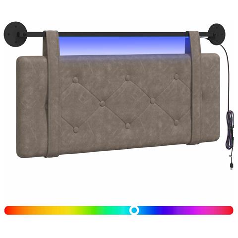 Testiera sospesa Con luce LED Grigio PU Antico - Foto 1