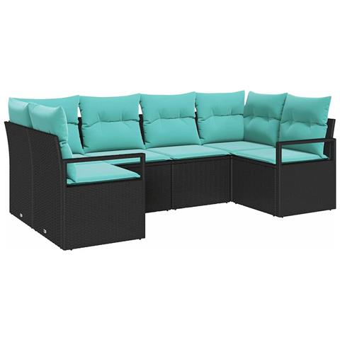 Set di divani con cuscino 6 pcs Nero Rattan in Polipropilene - Foto 1