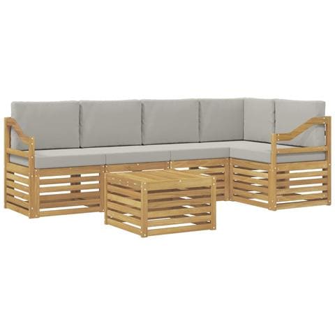 Set di divani da esterno 6 pcs Bianco e Grigio Chiaro - Foto 1