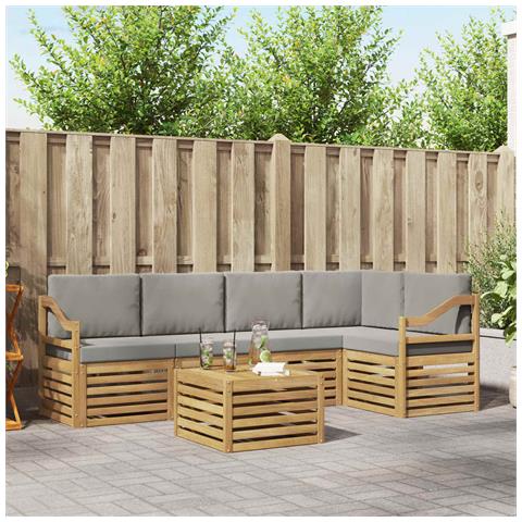 Set di divani da esterno 6 pcs Bianco e Grigio Chiaro - Foto 2