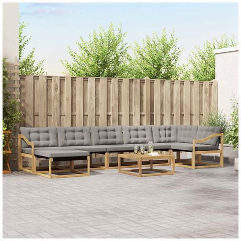 Set di divani da esterno 8 pcs Bianco e Grigio Chiaro - Foto 2
