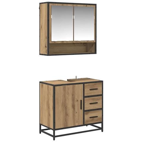 Set di mobili per il bagno con porta 2 pcs Rovere artigianale - Foto 1