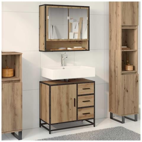 Set di mobili per il bagno con porta 2 pcs Rovere artigianale - Foto 2