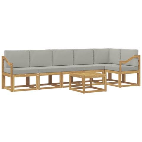 Set di divani da esterno 7 pcs Bianco e Grigio Chiaro - Foto 1