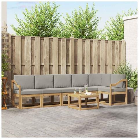 Set di divani da esterno 7 pcs Bianco e Grigio Chiaro - Foto 2