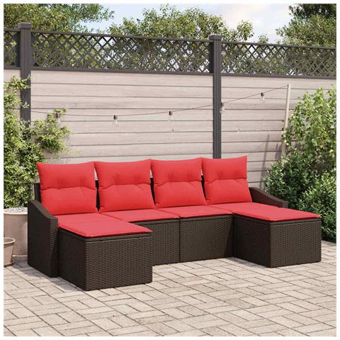 Set di divani 6 pz Marrone polyrattan - Foto 2