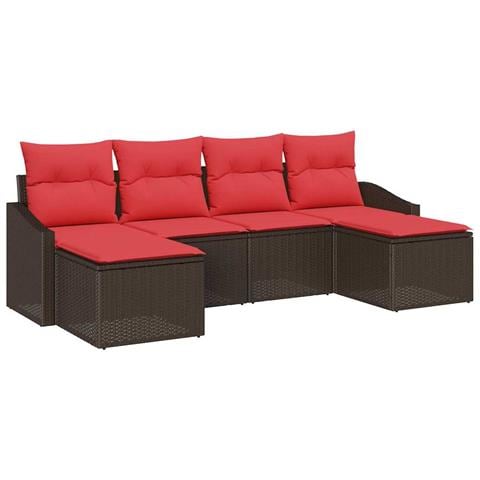 Set di divani 6 pz Marrone polyrattan - Foto 1