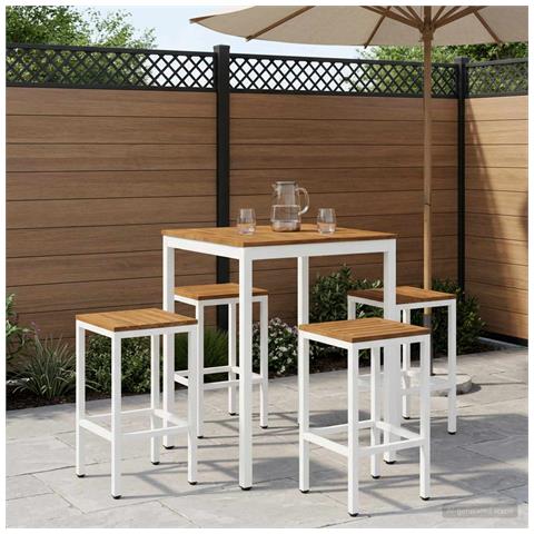 Tavolo Bar da Giardino Naturale e Bianco 80 x 80,5 x 105 cm - Foto 2