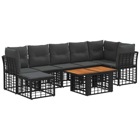 Set Divano da Giardino 8 pz Nero e Grigio scuro polyrattan - Foto 1