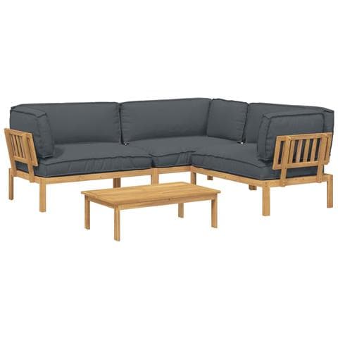 Set di divani 4 pz Antracite Legno di Acacia Massello - Foto 1