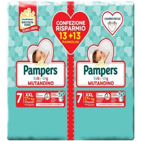 Mutandino Baby-Dry 7 XXL Duo Pampers 26 Pezzi - Foto 1