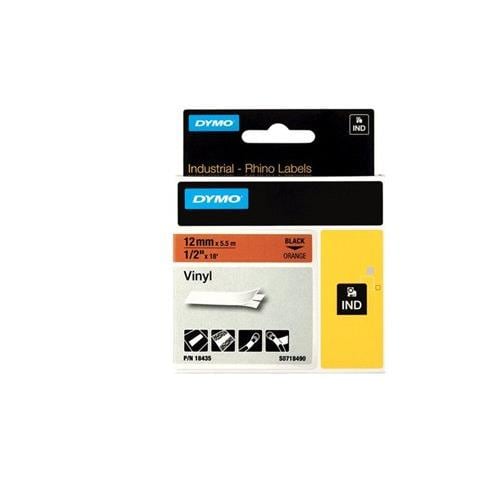 Nastro in Vinile per Etichettatrice Formato 12 mm x 5.5 m Nero su Arancione - Foto 1