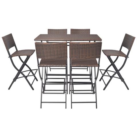 Set Mobili Da Giardino Sette Pz In Polyrattan Marrone - Foto 2