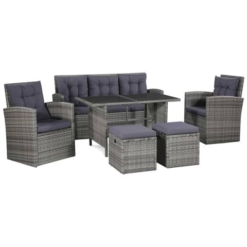 Set Divano Da Giardino 18 Pz In Polyrattan Grigio - Foto 1