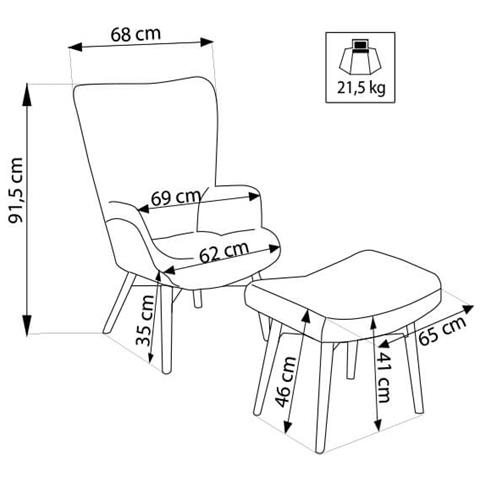 Julie - Poltrona Con Poggiapiedi Moderna Patchwork - Foto 4