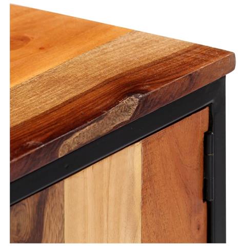 Mobile Porta Tv 120x30x40 Cm In Massello Di Recupero E Acciaio - Foto 2