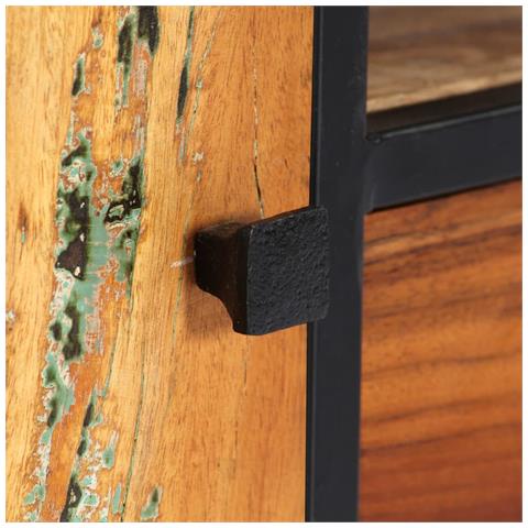 Mobile Porta Tv 120x30x40 Cm In Massello Di Recupero E Acciaio - Foto 10