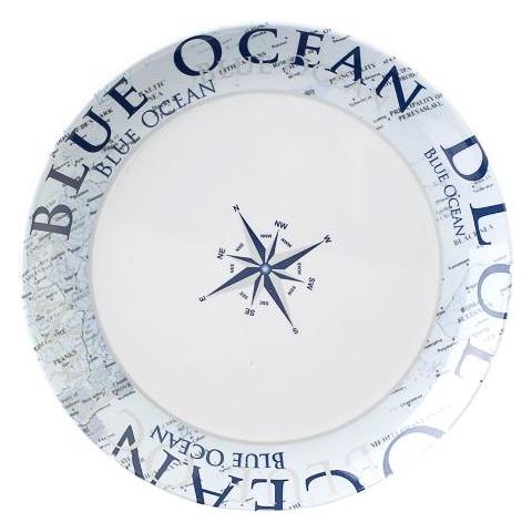 Piatto Dessert Melamina Blue Ocean Cm 20 Bianco Decorato - Foto 1