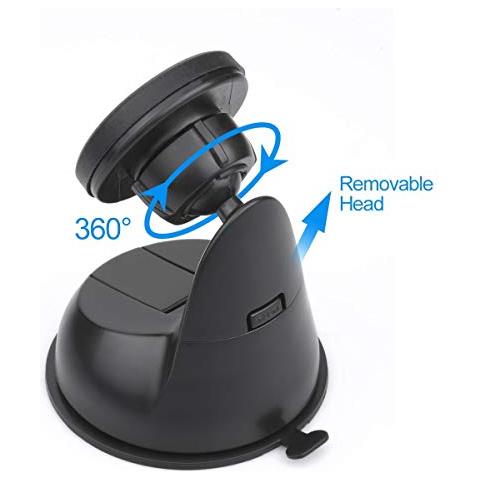 Supporto Auto Universale Con Rossoazione 360 ? ? ° Magnetico Con Fissaggio A Ventosa Per Parabrezza O Cruscotto Nero - Foto 5