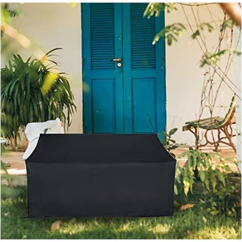 Garden Bench Coperchio 2 Sedile 420d Impermeabile In Tessuto Oxford Rip-proof Uv Water-resistant Black-2 Yeas Duso 131x69x65 89 Cm - Foto 4