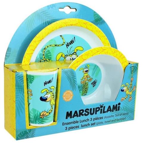 Marsupilami Servizio Da Tavola: 1 Bicchiere Da 220 Ml, 1 Piatto Per Microonde E Ciotola Per Bambini - Foto 1