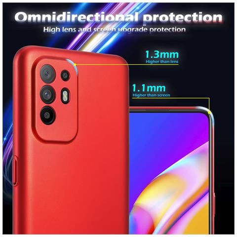 Custodia Compatibile Con Oppo A94 5g In Rosso Metallo - Hard Case Coperchio Protettivo In Look Metallico Contro I Graffi E Gli Urti - Foto 2