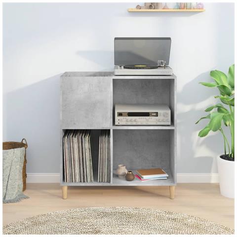 Mobile Porta Dischi Grigio Cemento 84,5x38x89 Legno Multistrato - Foto 2
