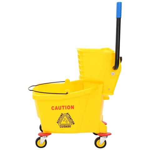 Secchio Mocio Con Strizzatoio E Ruote Giallo 36 L Polipropilene - Foto 3