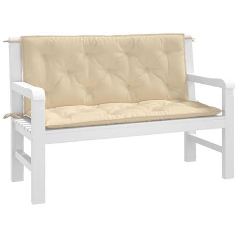 Cuscini Panca Da Giardino 2pz Beige 120x50x7 Cm Tessuto Oxford - Foto 3