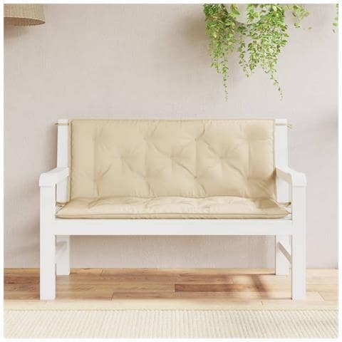 Cuscini Panca Da Giardino 2pz Beige 120x50x7 Cm Tessuto Oxford - Foto 1