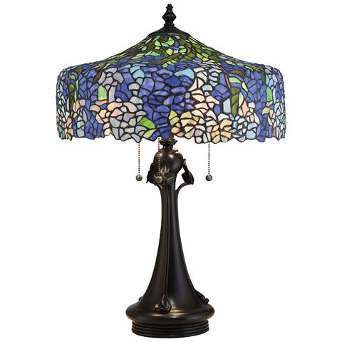 Lampada Da Scrivania Tiffany Coba Light Acciaio Bronzo Vintage 3 Luci E27 - Foto 4
