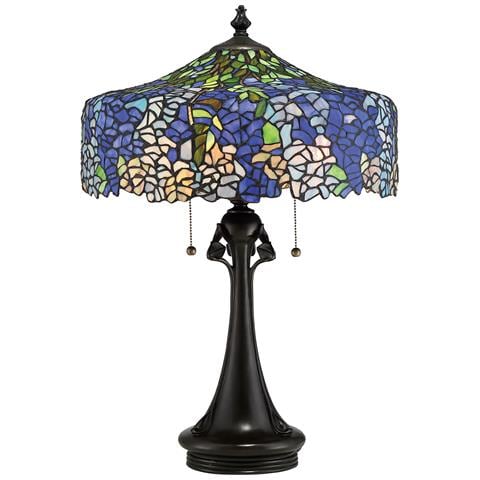 Lampada Da Scrivania Tiffany Coba Light Acciaio Bronzo Vintage 3 Luci E27 - Foto 1