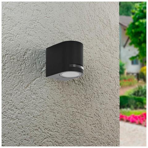 Applique Da Parete Muro Lampada Portafaretto Gu10 Interno Esterno Ip54 Nero - Foto 1