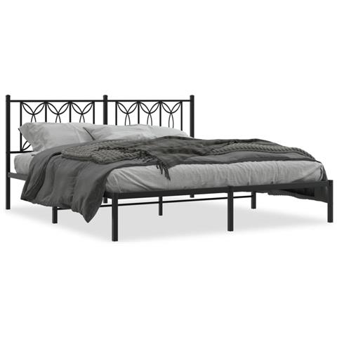 Giroletto Con Testiera In Metallo Nero 183x213 Cm - Foto 2