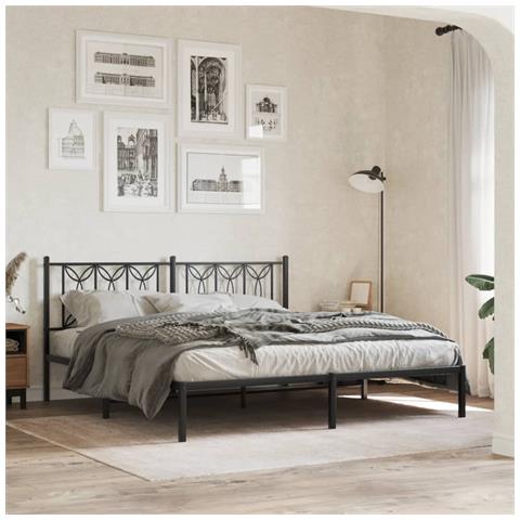 Giroletto Con Testiera In Metallo Nero 183x213 Cm - Foto 1