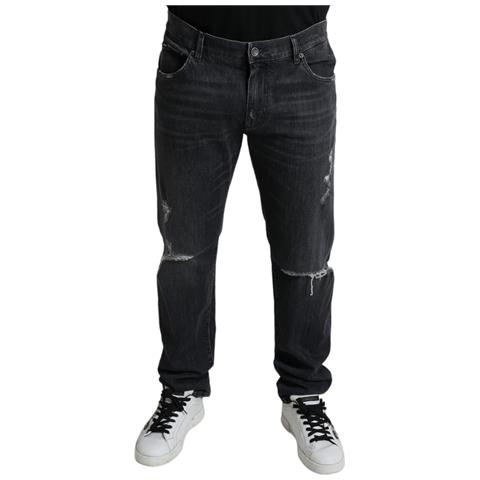 Jeans Skinny Slim In Cotone Grigio Strappato - It46 - S - Foto 1