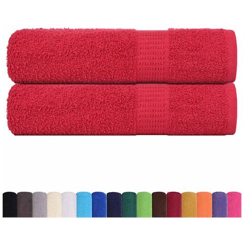 Asciugamani Doccia 2 Pz Rossi 70x140 Cm 360 G /m 100% Cotone - Foto 2