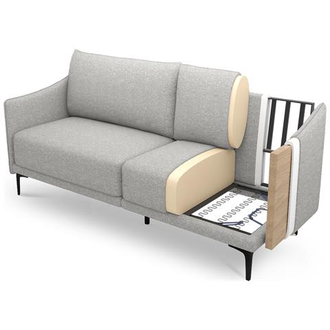 Divano Industriale A 2 Posti Sasha In Tessuto Grigio Chiaro - Foto 2