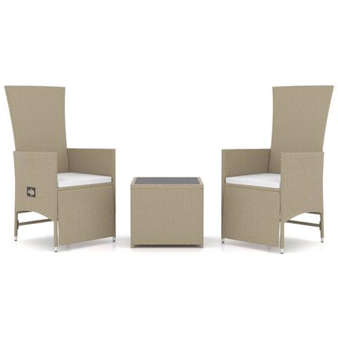 Set Mobili da Giardino 3 pz Beige Polyrattan e Acciaio - Foto 1