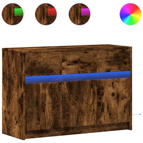 Mobile Porta TV con LED Rovere Fumo 91x34x61 cm in Truciolato - Foto 1