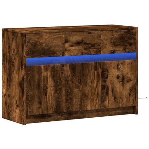 Mobile Porta TV con LED Rovere Fumo 91x34x61 cm in Truciolato - Foto 10