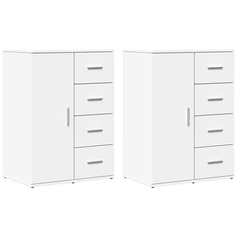 Credenze 2 Pz Bianche 59x39x80 Cm In Legno Multistrato - Foto 2