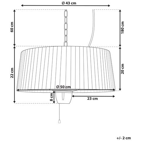 Riscaldatore A Infrarossi Da Patio Sospeso Ascea 1500 W Nero - Foto 6