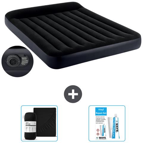 Set Materassino Gonfiabile - 203x152x25 Cm - Blu Scuro - Include Accessori Coordinati Cb18 - Foto 1