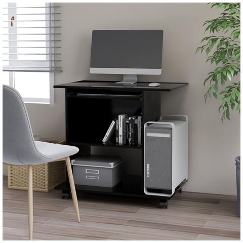 Lusso Casadino -  Scrivania Da Computer Nera 80x50x75 Cm In Legno Multistrato - Foto 6