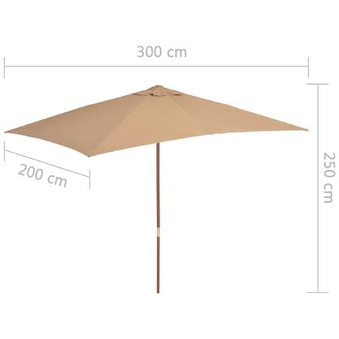 Ombrellone Da Esterni Con Palo In Legno 200x300 Cm Tortora - Foto 7