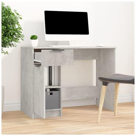 Lusso Casadino -  Scrivania Grigio Cemento 100x50x75 Cm In Legno Multistrato - Foto 2