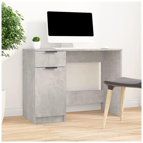 Lusso Casadino -  Scrivania Grigio Cemento 100x50x75 Cm In Legno Multistrato - Foto 8
