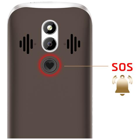 Telefono Senior Doppia Sim Schermo Grande Sos + Base, Marrone - Foto 5